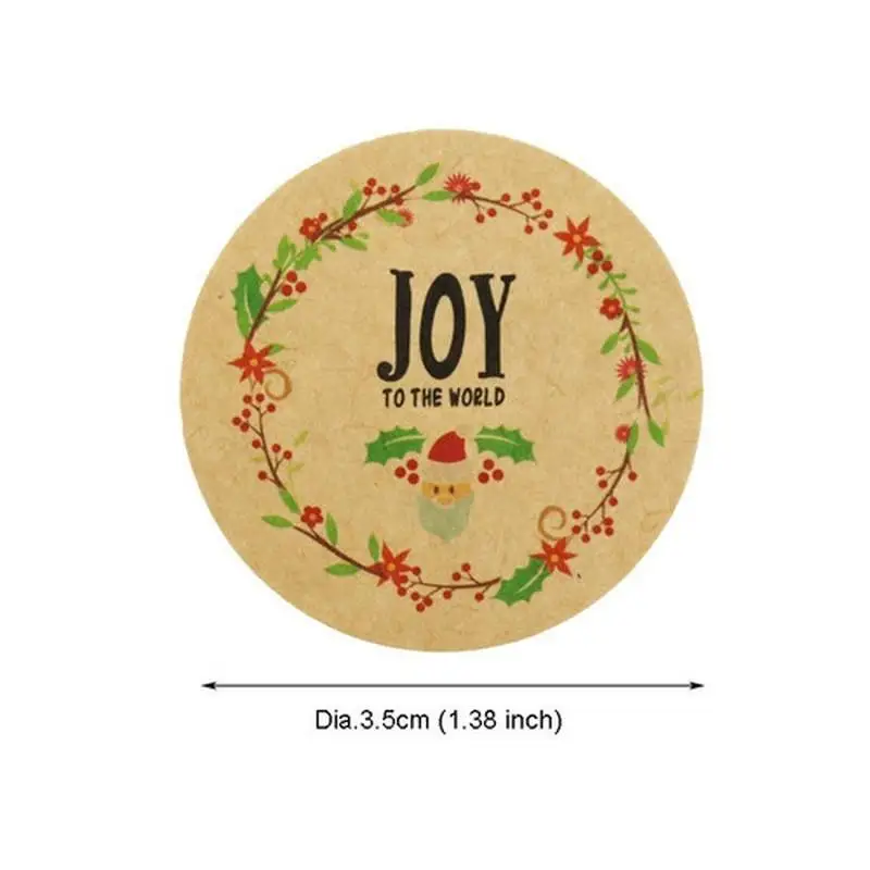 120Pcs Christmas Kraft Paper Adhesive Labels Joy To The World Holly Jolly Stickers Cake Boxes Gift Wrapping Holiday Packaging