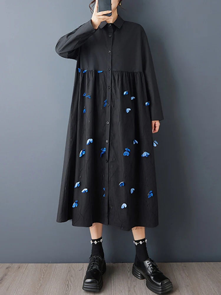 شبكة المرقعة المتضخم خمر قميص فساتين للنساء جديد كم طويل فضفاض فستان كاجوال ملابس أنيقة ربيع الخريف 2025 #4