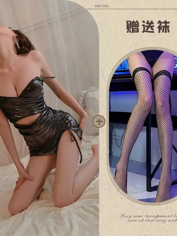 Bar DJ Female Singer Performance Costume Stage Outfit Performance Costume Tight Strap Drawstring Sexy Sleeveless Mini Dress LX68