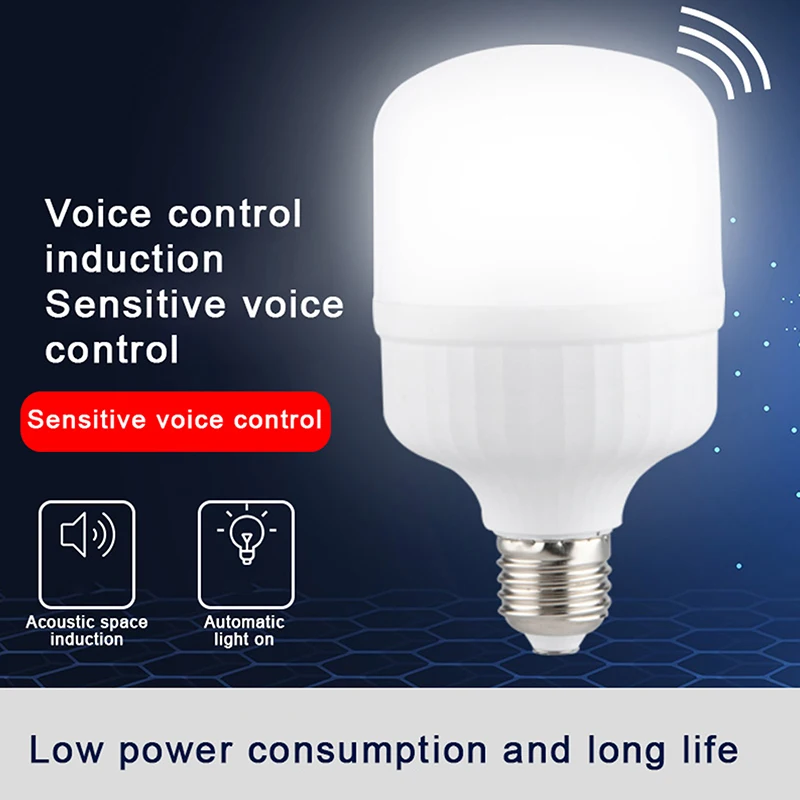 Bombilla de inducción con Sensor de movimiento automático, lámpara LED inteligente activada por voz, luz de ahorro de energía, 220V
