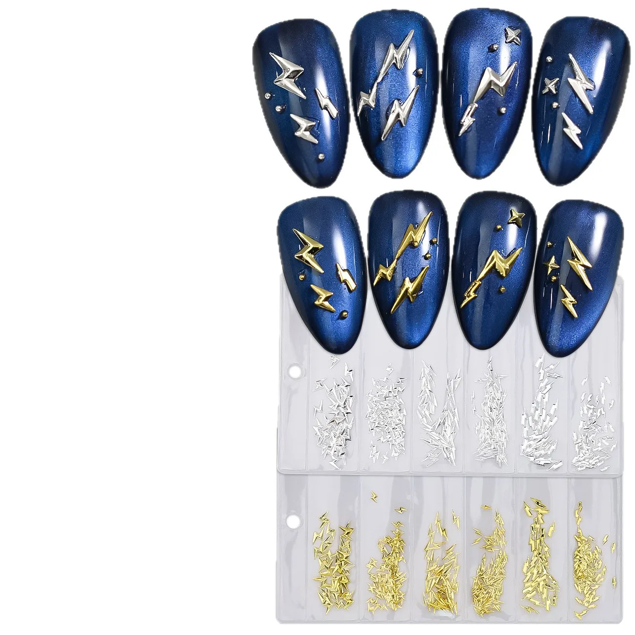 6 Griglie/Bag Punk Oro Argento Illuminazione Starlight Stella Rivetti Borchie Lega Unghie artistiche Strass Decorazioni Manicure Set di ciondoli fai da te