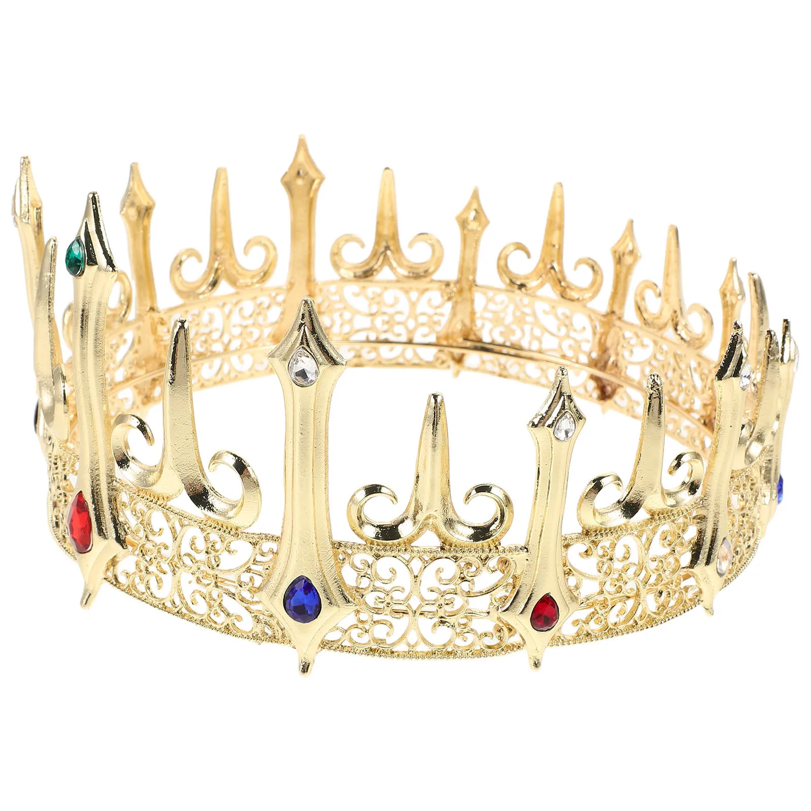 

Gothic Alloy King Crown for Men with Vibrant Rhinestones - Retro Vintage Crown Headpiece for Masquerade Ball Costume Party Prom