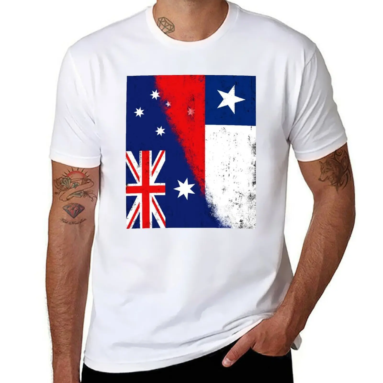 

Australia and Chile, Chilean and Australian Flags, Banderas de Chile y Australia T-Shirt t shirts for man slim fit T-Shirt