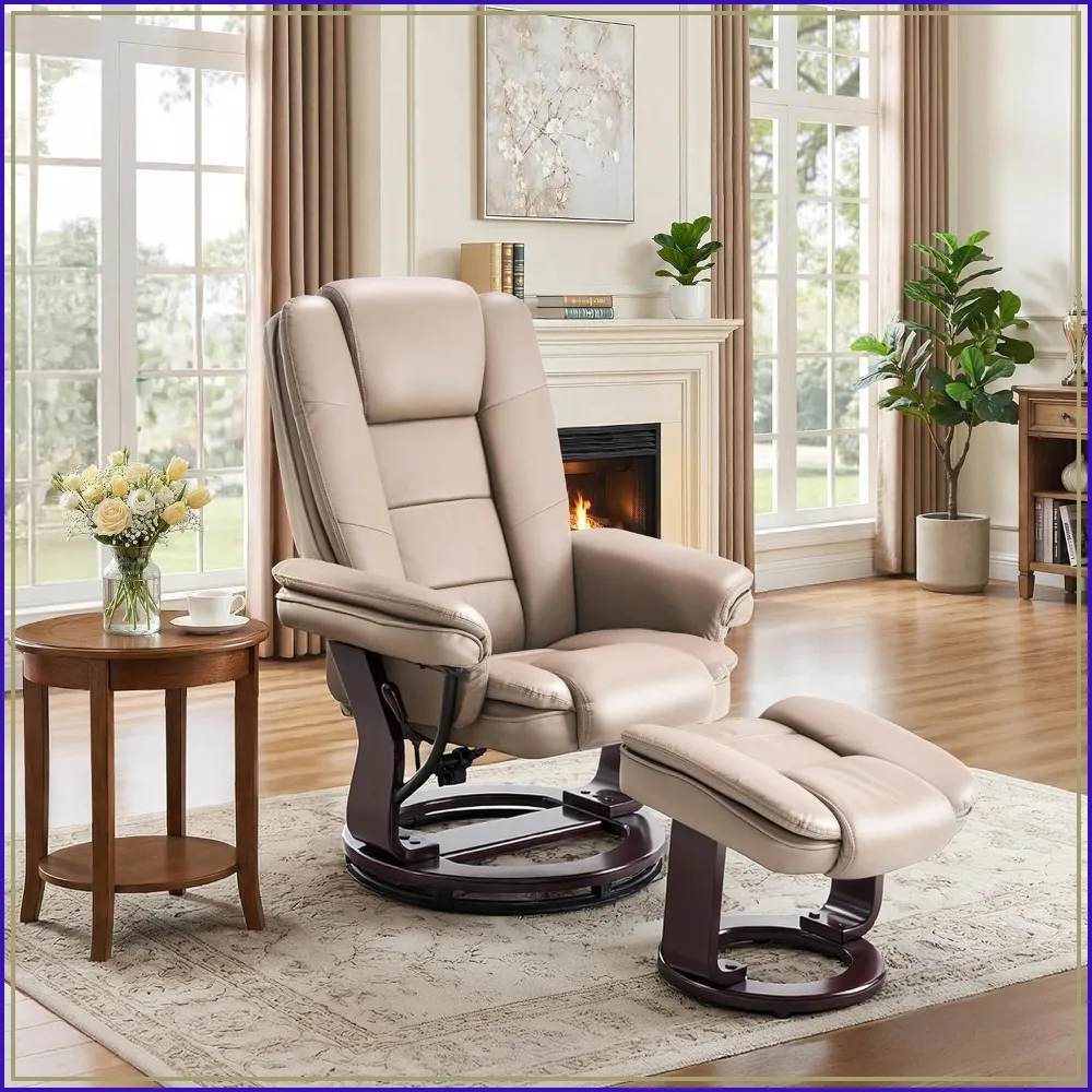 Swivel Recliner Chair with Ottoman Reclining Lounge Sofa Footrest, Set of 1