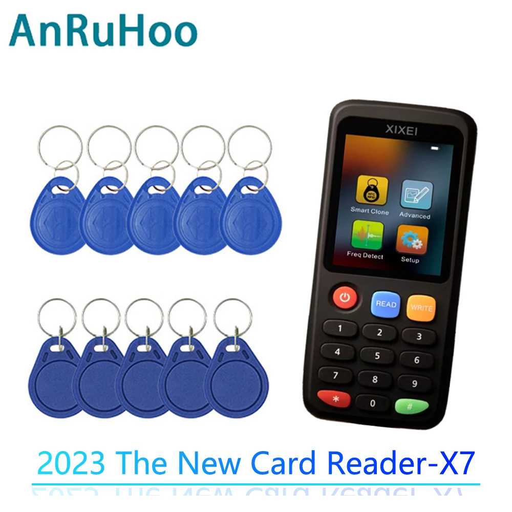 

2023 Rfid Smart Card Reader X7 Nfc Program Write 125khz 13.56mhz Label Copy T5577 Key Clone ID/IC Token Badge Copier Duplicator