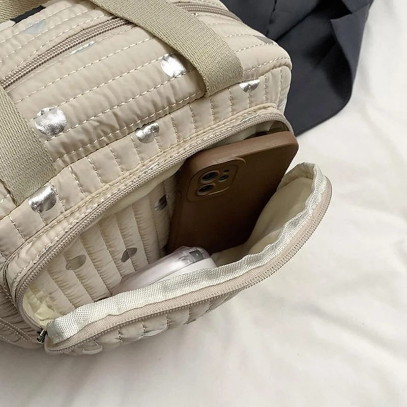 J15U حقيبة يد عصرية لتغيير الحفاضات مع مساحة تخزين كبيرة حقيبة تغيير الحفاضات حقيبة نايلون ترقيات للحفاضات والزجاجات