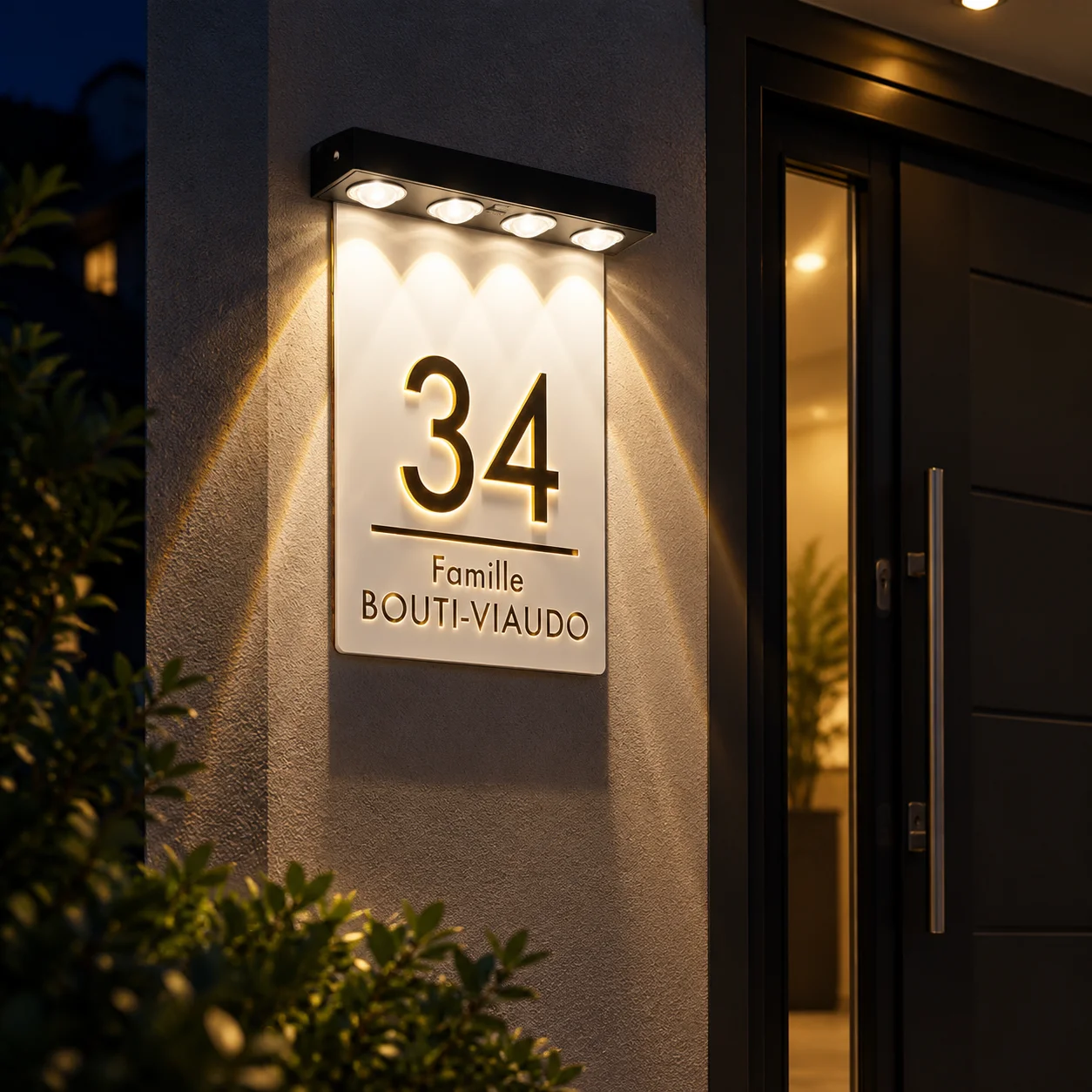 Personalized Solar House Numbers Sign Custom 3D Acrylic Address Plaque Outdoor LED Light House Sign Wall Decor Family Name Plate