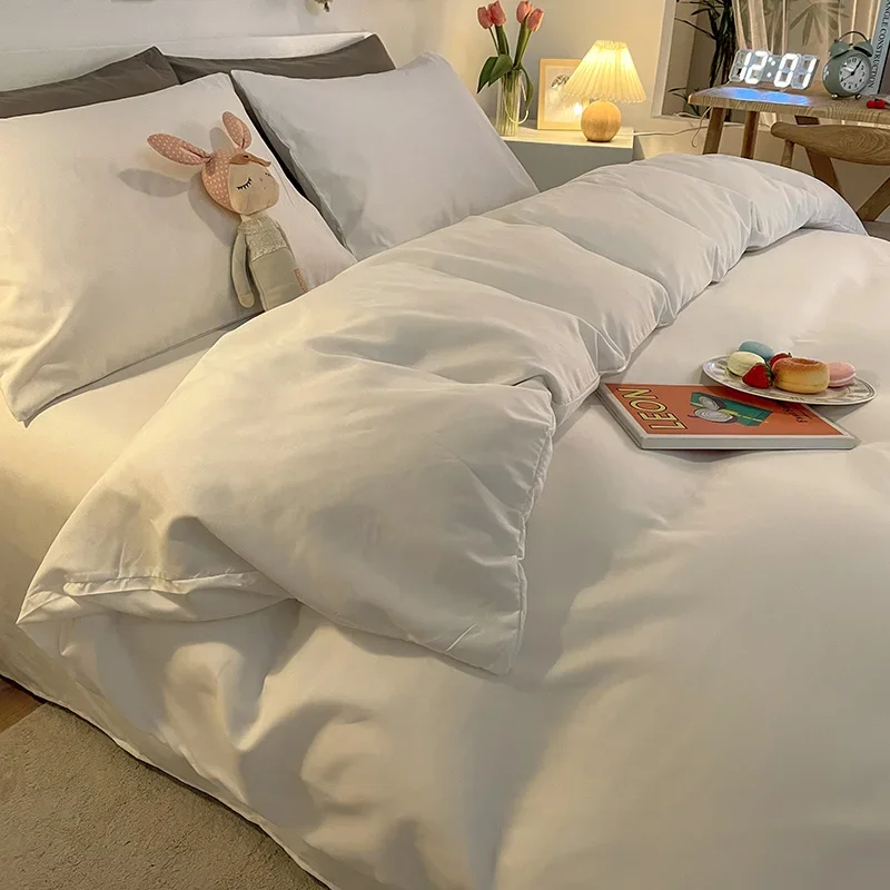 

White Quilt Cover Skin-friendly Comforter Covers Simple Style Bed Linen for Home funda nordica Soft Duvet Covers (No Pillowcase)