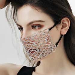 Fishnet Breathable Rhinestone Mask Halloween Mask Fashion Dress Up Everyday Jewelry Accessories Personalized Mouthpiece