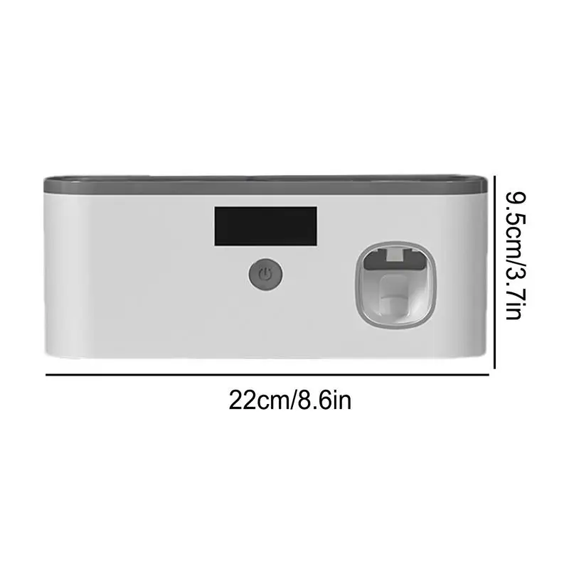 UV Toothbrush Cleaner Holder with Toothpaste Dispenser Dustproof Sticky Wall Mounted Toothpaste Squeezer for Bathroom