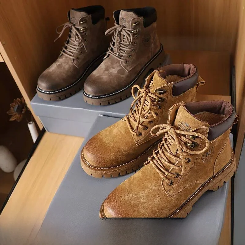 

Outdoor Wear Resistant Durable Boots Workwear Pig Eighth Leather Soft Bottom Anti-slip Boots for Youth in Winter