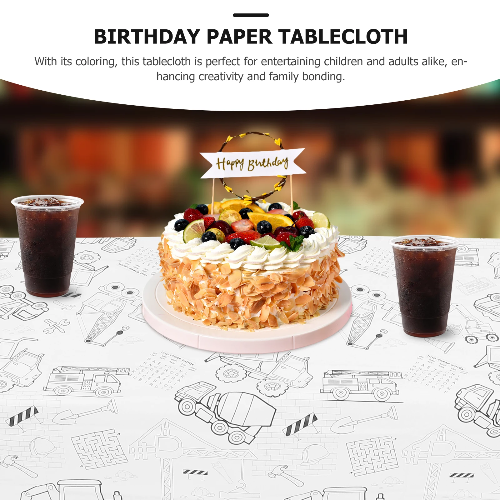 

Engineering Car Tablecloth 137x274cm Birthday Party Decorations Coloring Paper Home Graffiti Child Event Use