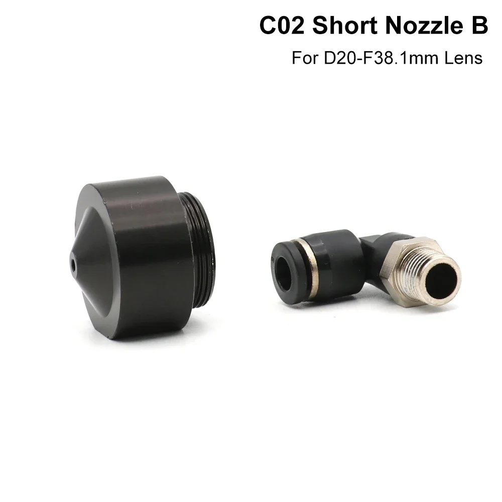 HAOJIAYI Air Nozzle N02 for Dia.20 FL38.1 Lens CO2 Short Nozzle B with Fitting for Laser Head at CO2 Laser Cutting Machine