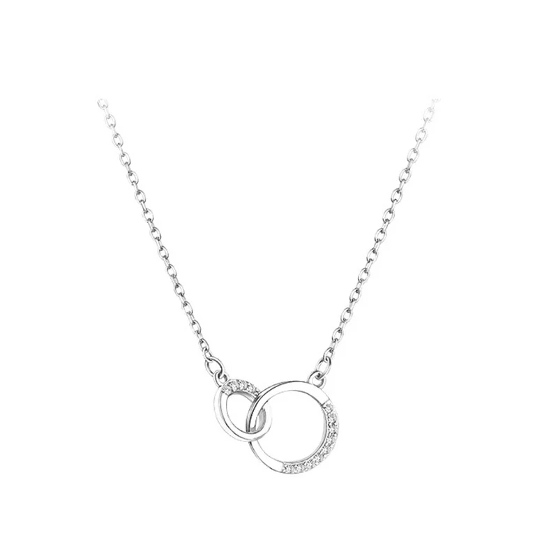 925 Silver Plated Zircon Circle Charm Pendent Necklace Creative Elegant Jewelry For Women Girls Choker e223