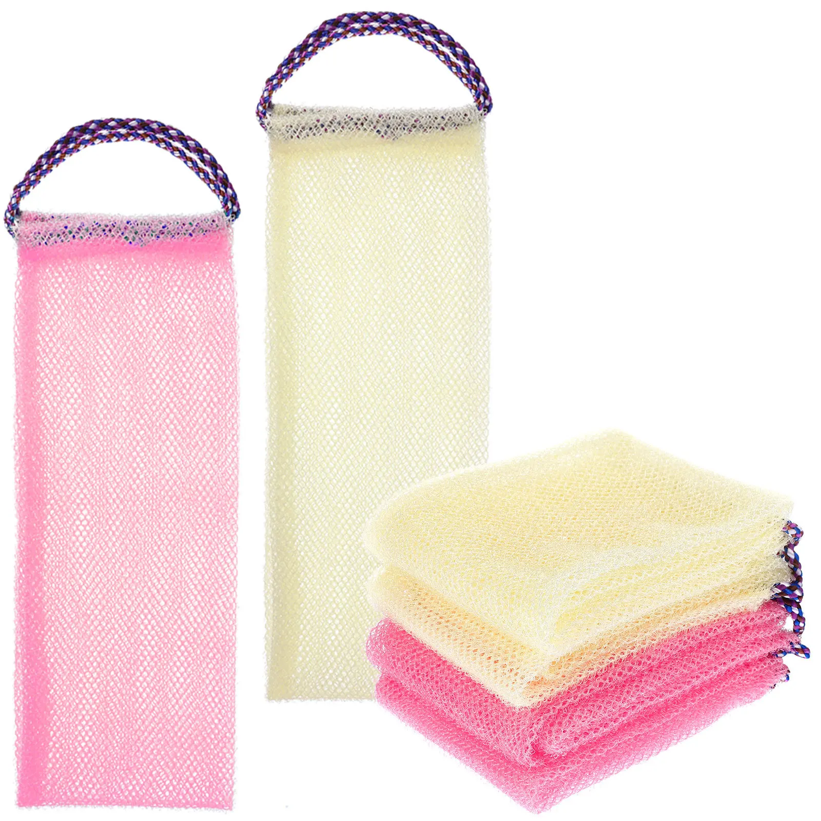

4Pcs Back Exfoliating Towels Heavy Duty Lightweight Scrubbing Cloths for Easy Shower Use Foldable Camping Hotel Bathing Supplies