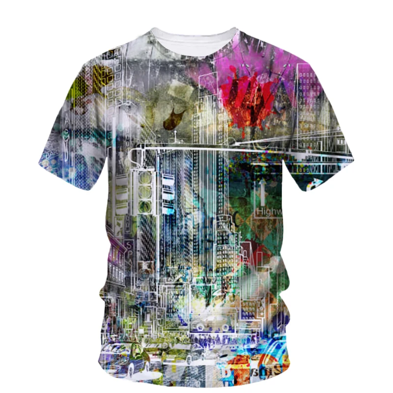 Summer New Bohemian Graffiti graphic t shirts Men Casual Personality Print O-neck Tees Hip Hop harajuku Streetwear Short Sleeve