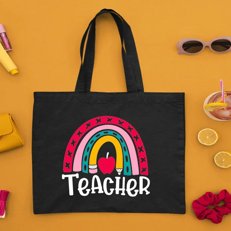 Teacher Tote Bag Teacher Rainbow Shoulder Bags Shopper Ladies Totes Teacheres Appreciation Gifts Gifts for Teaching Assistant