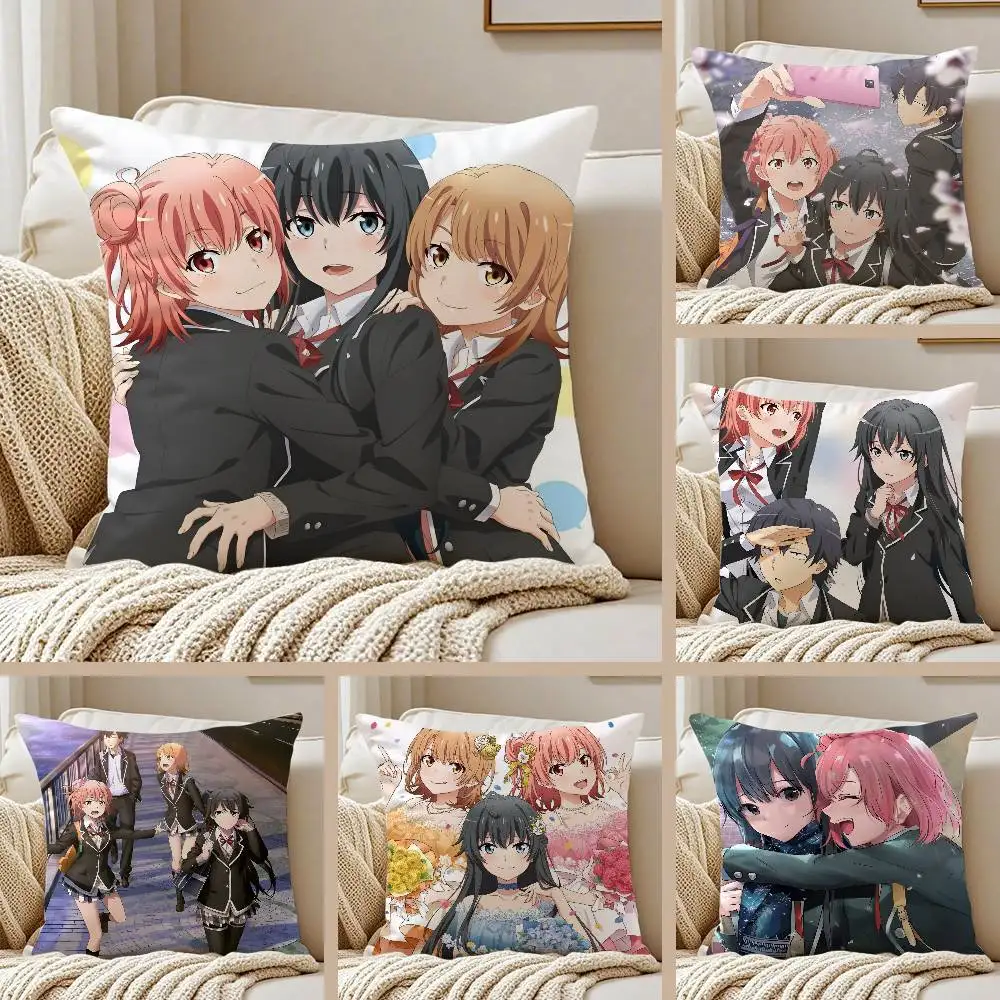 

My Teen Romantic Comedy SNAFU Pillow Case Anti-dustmite Pillowcase Invisible zipper silky short plush Sofa cushion cover
