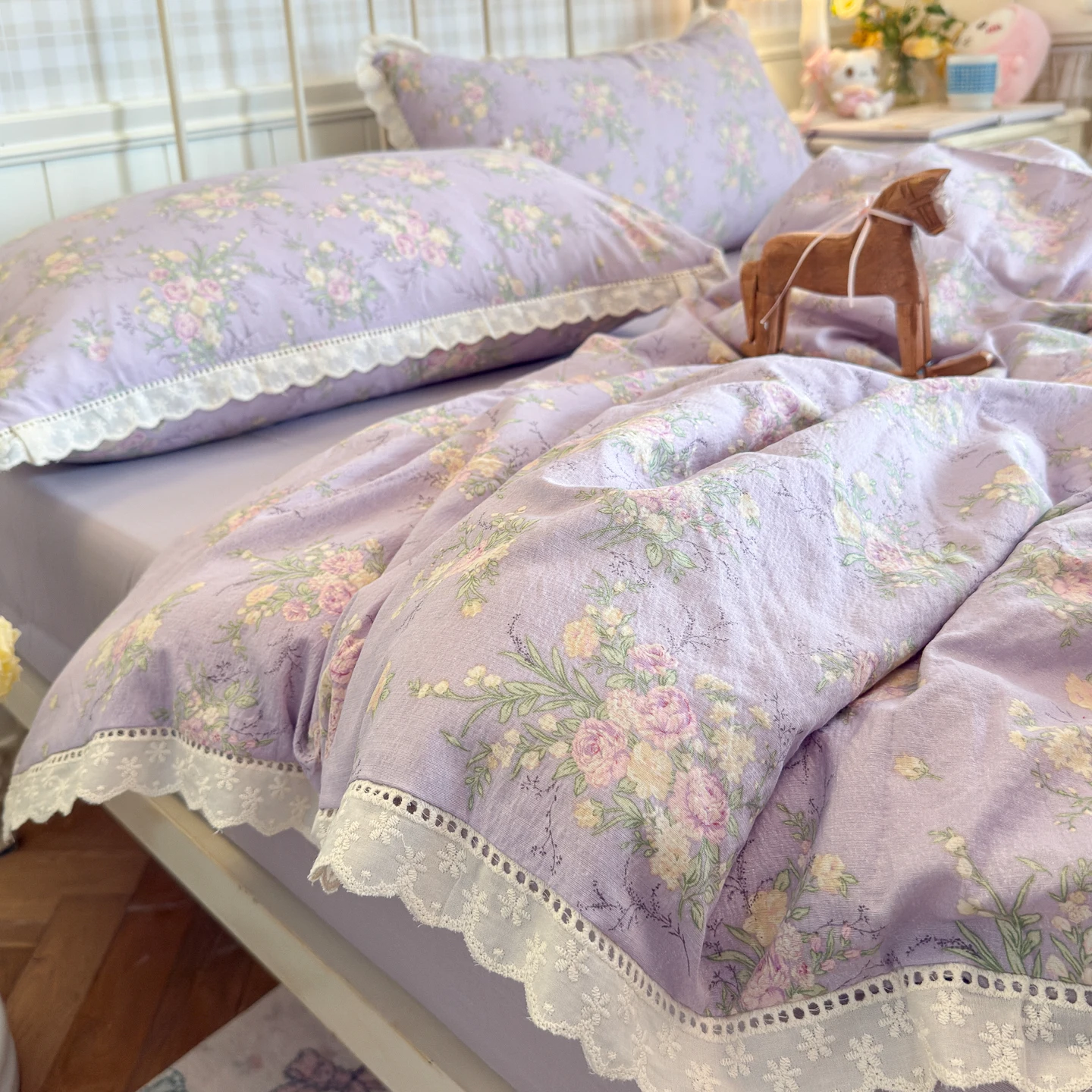 Bettwäsche-Set mit Blumenmuster, Prinzessin, Bettbezug, Bettwäsche-Set Zm бе Sosyal Set, Raumdekoration, Geburtstagsgeschenk, Schlafzimmer – Detail 9