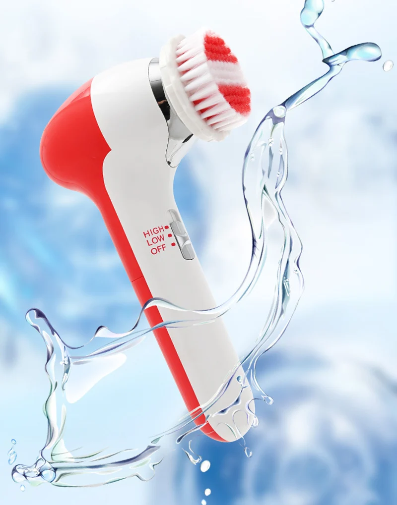 5 in 1 Facial Cleansing Brush Electric Scrubber Exfoliating Deep Clean Face Cleaner Wash Machine Spa Skin Care Tools