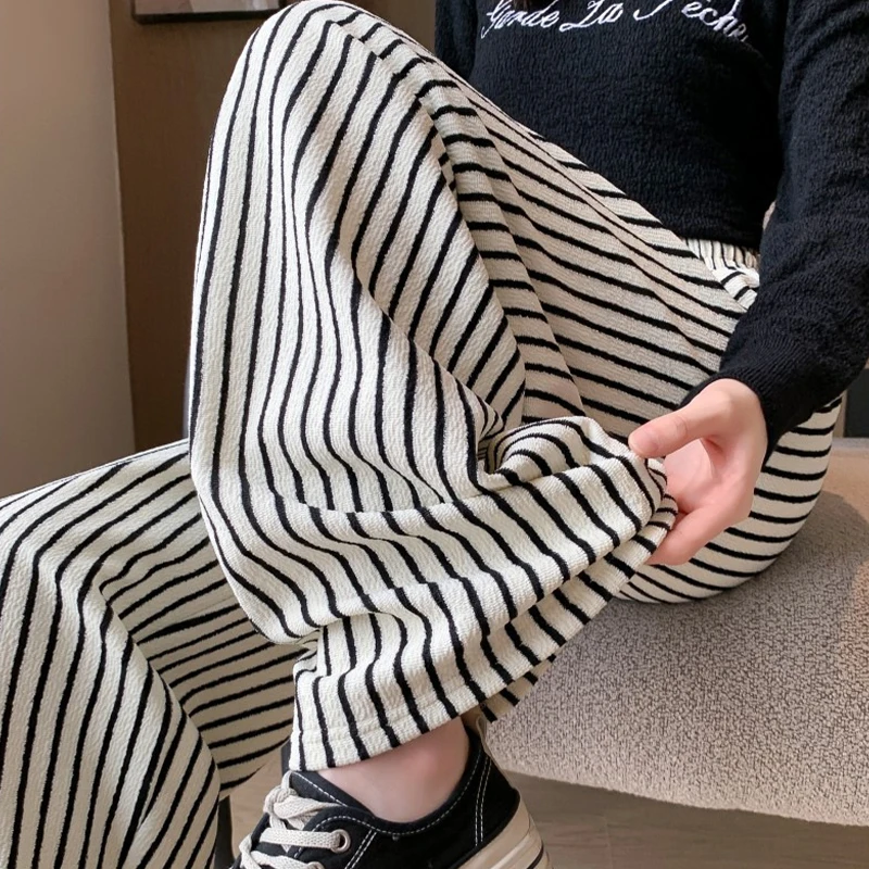 Fashion High Waist Casual Striped Loose Wide Leg Pants For Women