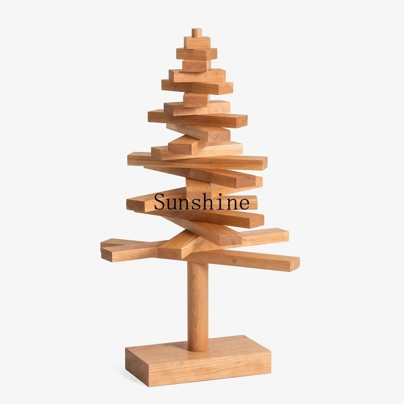 

Wooden strip cherry white wax black walnut solid wood Christmas tree ornament decorative pendant