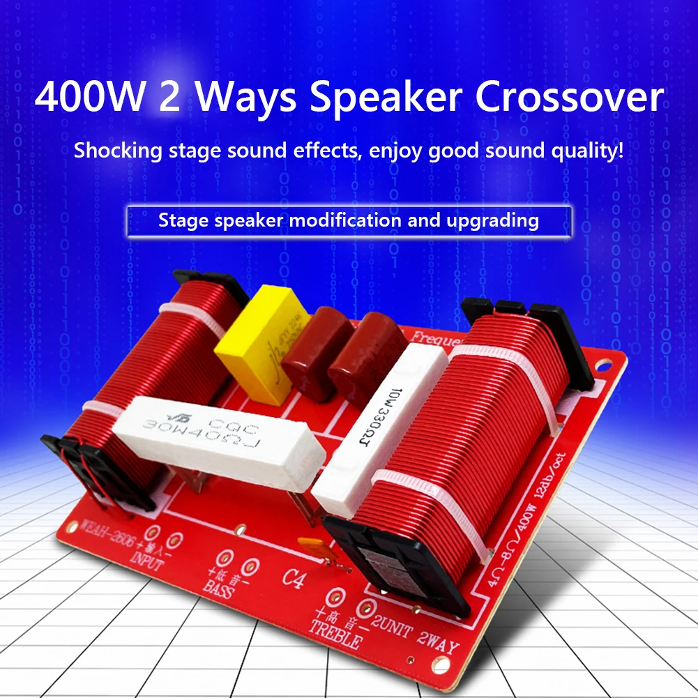 400W Frequency Divider Treble Bass 2 Ways Speakers Filter Frequency Divider High Power 3200Hz for Stage Speaker Upgrade