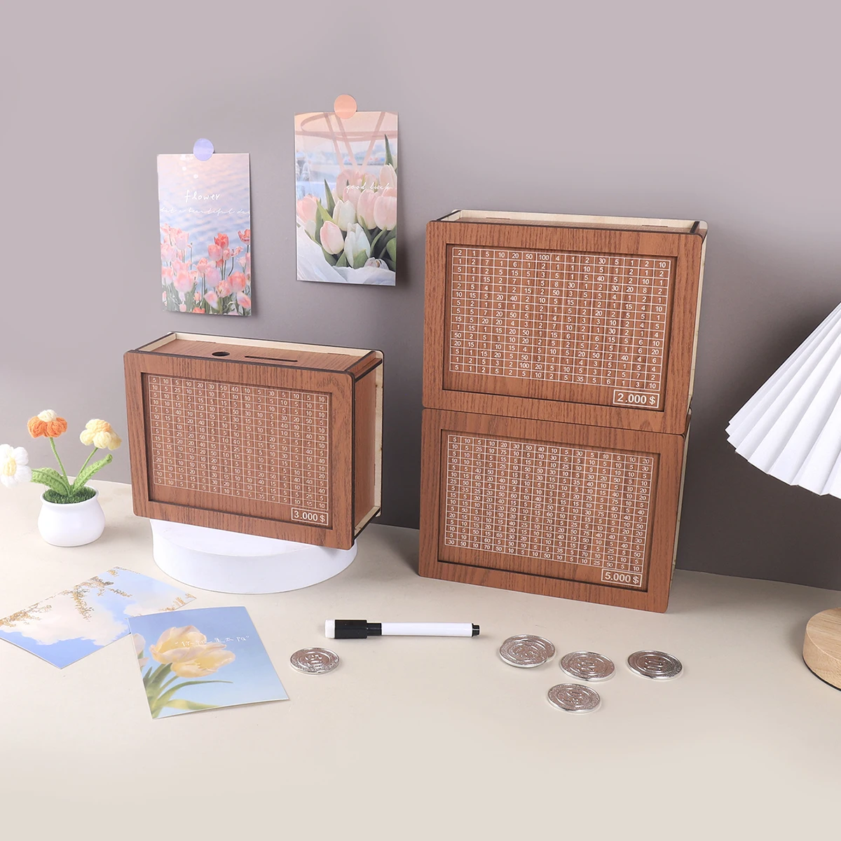 

1 винтажная деревянная копилка в долларах, светло-коричневый органайзер для экономии денег, настольные украшения для дома и офиса, забавные подарки для друзей