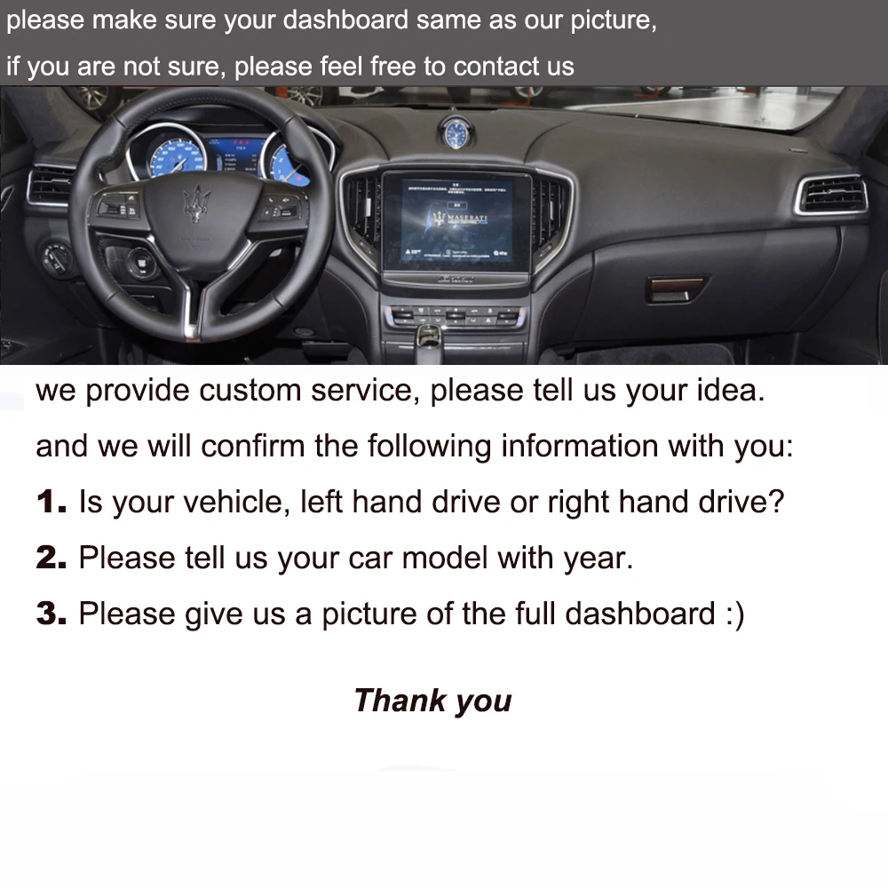 

Custom Car Dashboard Cover Wrap in Alcantara for Maserati Ghibli 2014-2019 Mat Shade Cushion Pad Carpets Accessories