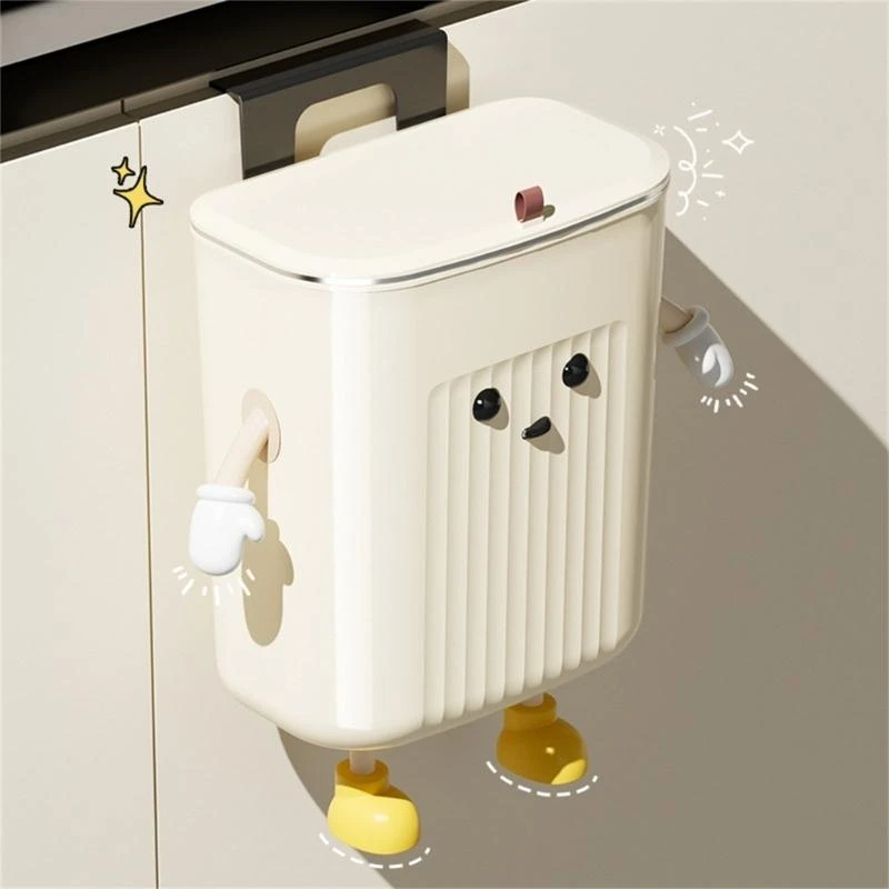 Hangings Kitchen Compost Bin with Lid Wall Mounted Trash Can Under Sink Cabinet Door for Bathroom Offices Home Decors