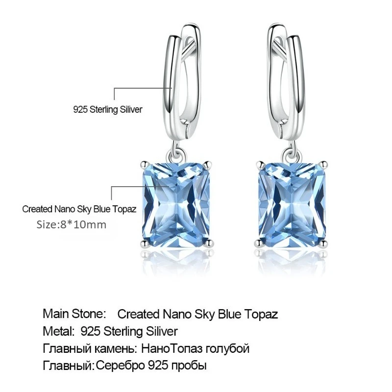 Tropfenohrringe aus 100 % 925er-Sterlingsilber für Damen, Nano-Himmelblau, Smaragd-Edelstein-Ohrringe, Trend-Party-Edelschmuck, Geschenke – Detail 7