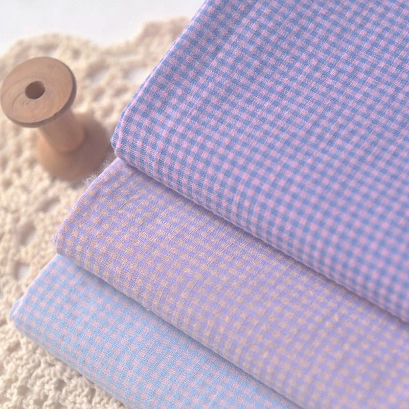 140x50cm Check Pattern Polyester Cotton Fabric 2mm X 2mm for Dress Shirt Shorts Scarf Sewing Cloth
