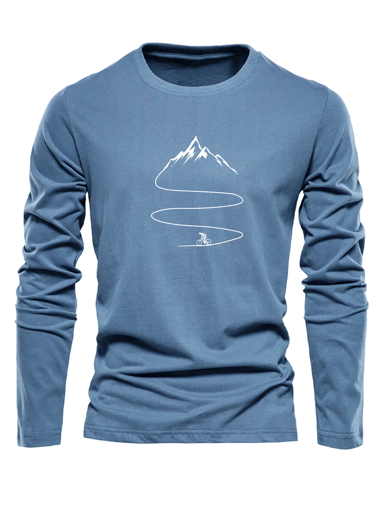 Men 100% Cotton Long Sleeve T Shirt Soft Breathable Crew Neck Tee For Spring Autumn Wine Red Green Dark Blue Casual Layering Bas