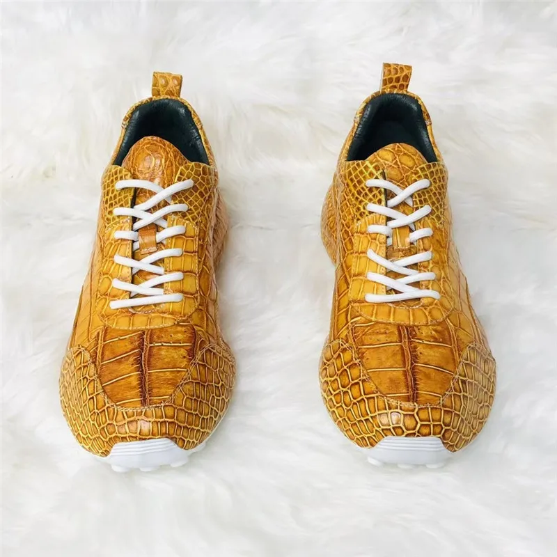 ExoticDesignerAuthenticCrocodileSkinHandPaintedMenChicGoldSneakersGenuineAlligatorLeatherMaleLace-upSoftFlats-AliExpress322