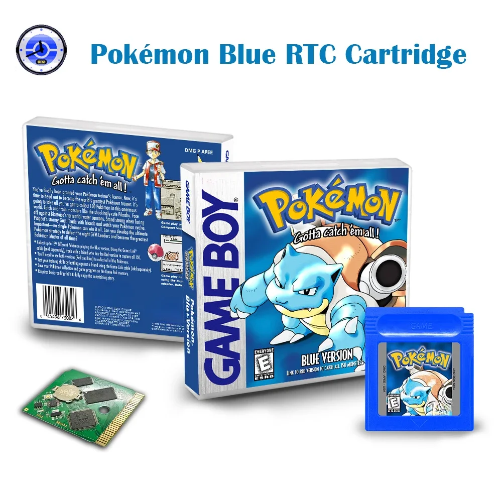 Karta do gry Pokémon GBC/GB RTC Pokémon Niebieski Zielony Żółty Złoty Srebrny Czerwony Kryształ Karta do gry Wersja amerykańska Angielski