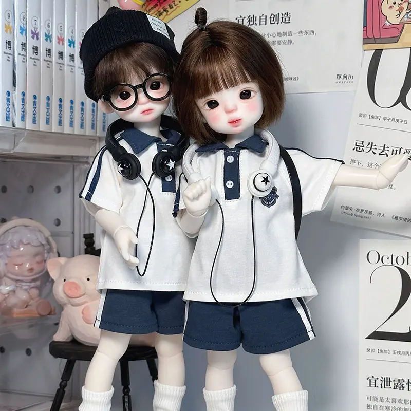 1/6 BJD Doll Cosplay Point Japanese Student Dress Suitable Big Fish Body BJD Doll Summer School Uniform Short Sleeve Shorts Set