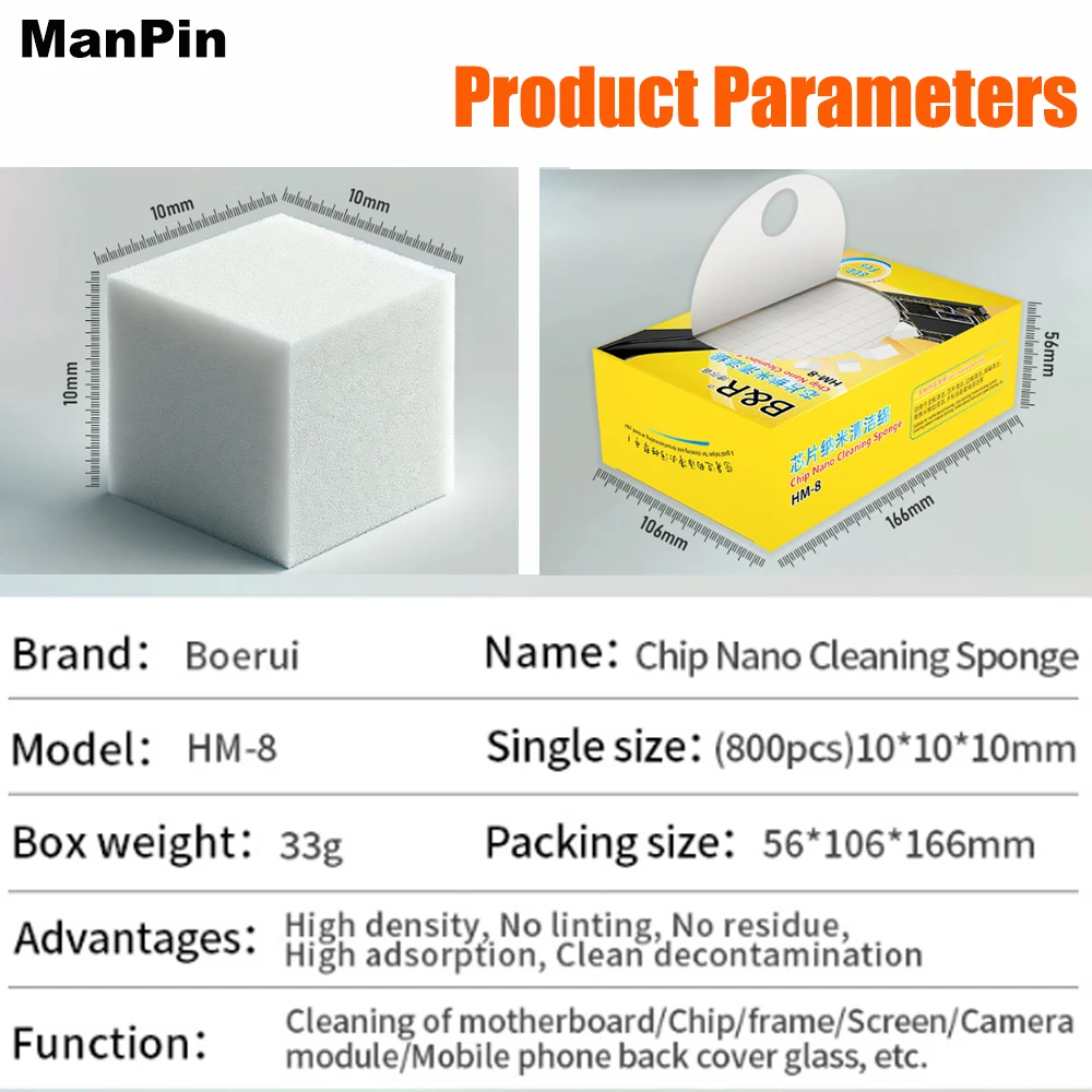 Chip Nano Cleaning Sponge Dust Removing Matherboard Screen Display Glass Camera Keyboard No Damage Solder Spot Lint-free 800pcs