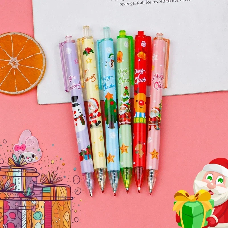 24pcs Christmas new Christmas tree old man elk snowman pressing neutral pen, high-value student writing stationery