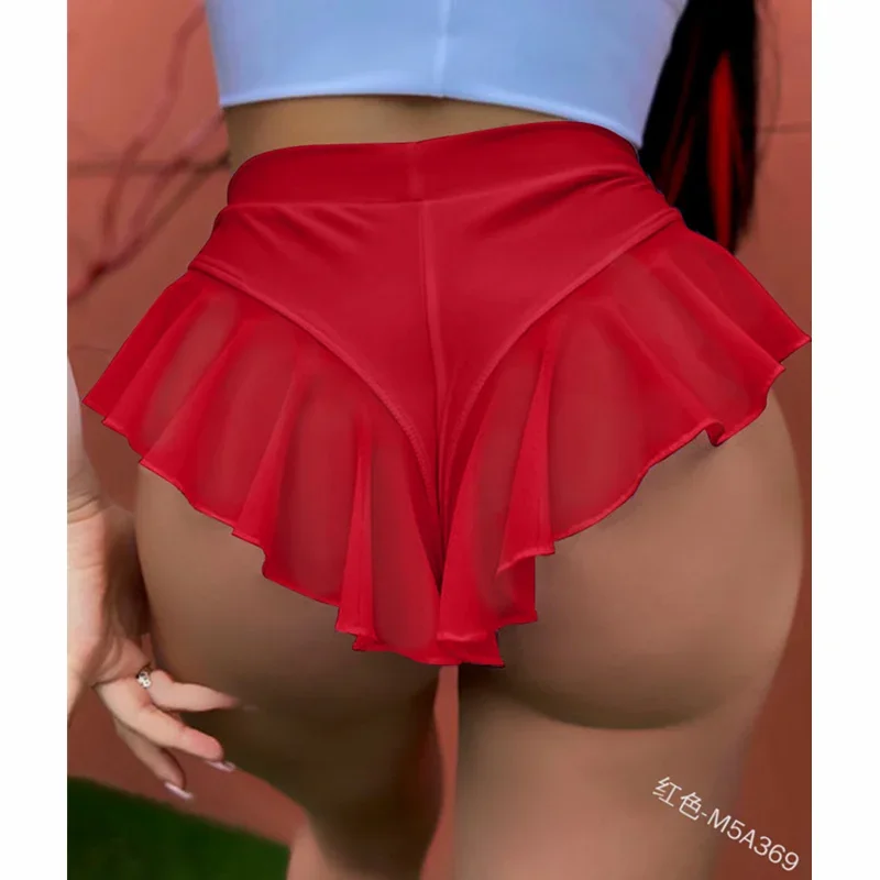 Dancing Clubwear Swimwear Beachwear Women Sexy High Waist Workout Fitness Yoga Shorts Mesh Patchwork Pole