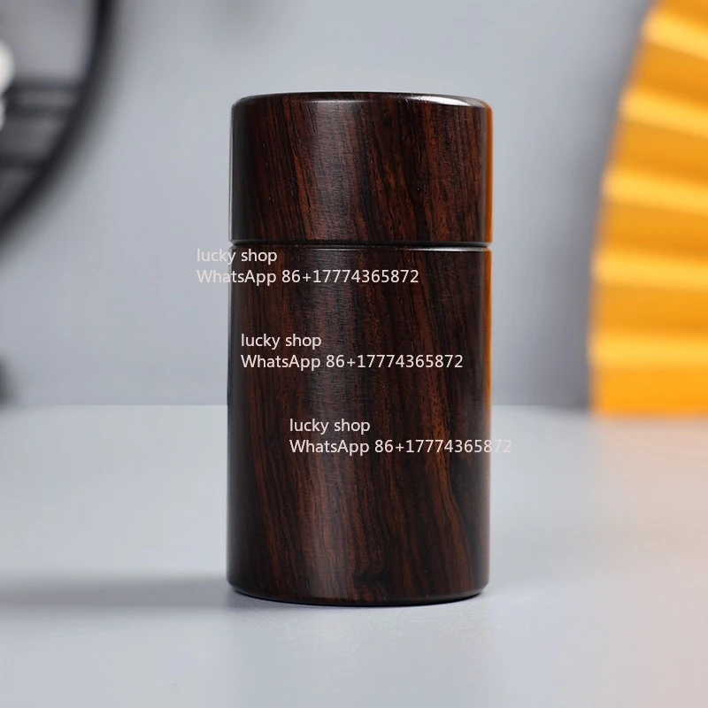 Ebony Portable Tea Can Mini Small Solid Wood Tea Can Red Sandalwood Toothpick Holder
