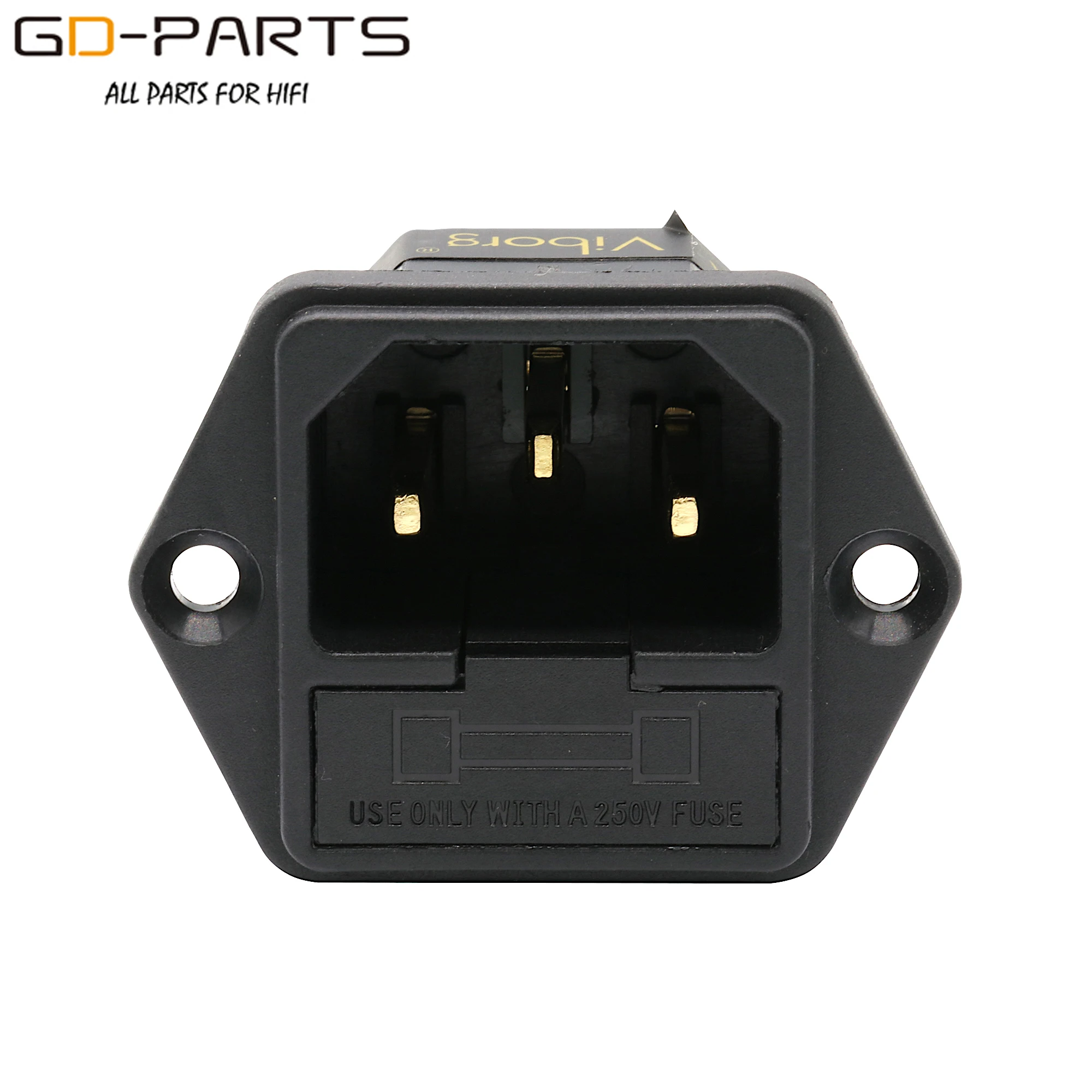 Viborg Pure Copper Mains AC Power Socket Plug Connector IEC320 C14 Power Cord Inlet Receptacle 24K Gold Rhodium