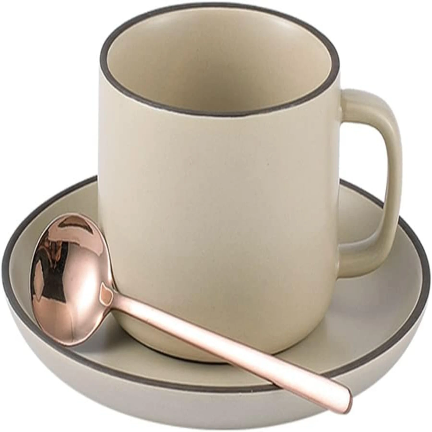 

Luxurious and elegant ceramic coffee mug set with saucer and spoon - Stylish, beautiful design for an ultimate luxurious drinkin