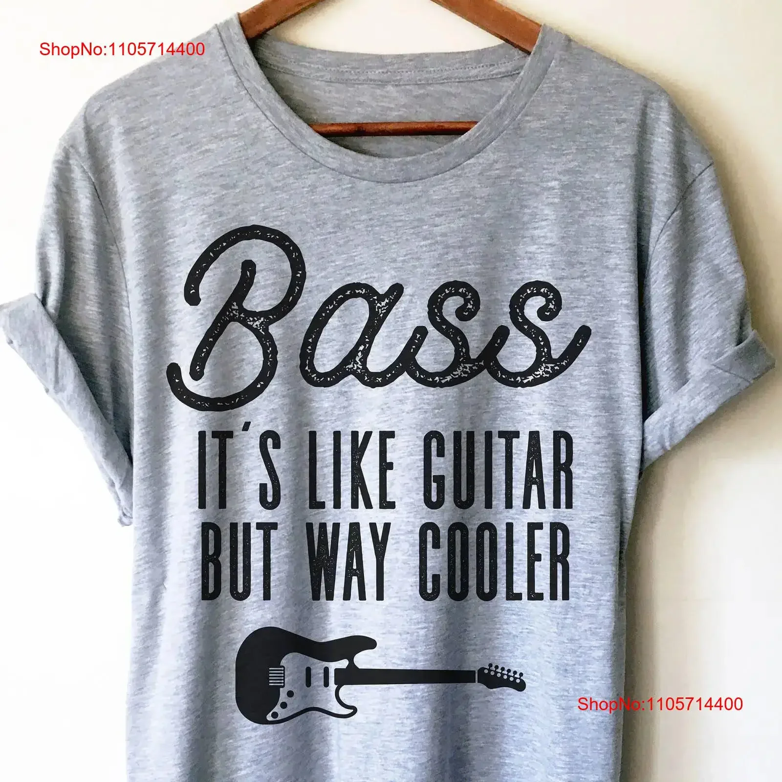Bass It's Like Guitar But Way Cooler T Shirt Guitarist Player Funny Bassist vintage Washed Top For Everyday Wear streetwear
