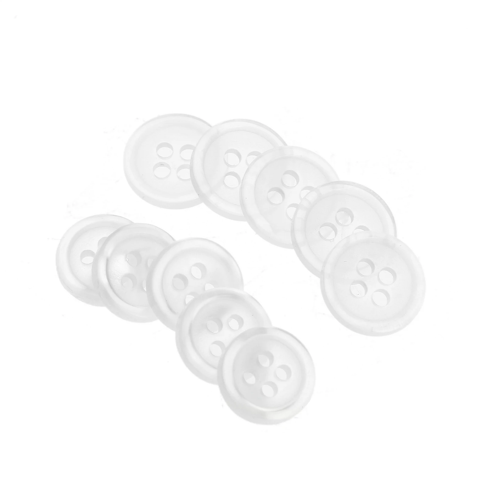 100 szt. Okrągłe 4 otwory z tworzywa sztucznego przezroczysta biała guziki na odzież koszula jeansowa domowe rękodzieło DIY dekoracja 10mm/11.5mm