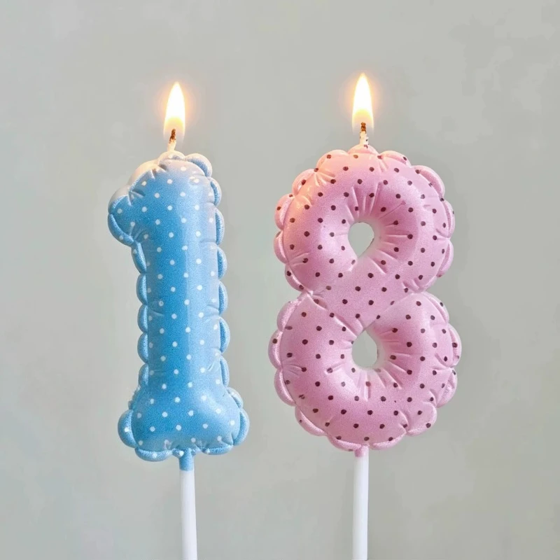 Macaron Polka Dot Number Candles Cute Cake Candle Cake Toppers Girls Birthday Party Decorations