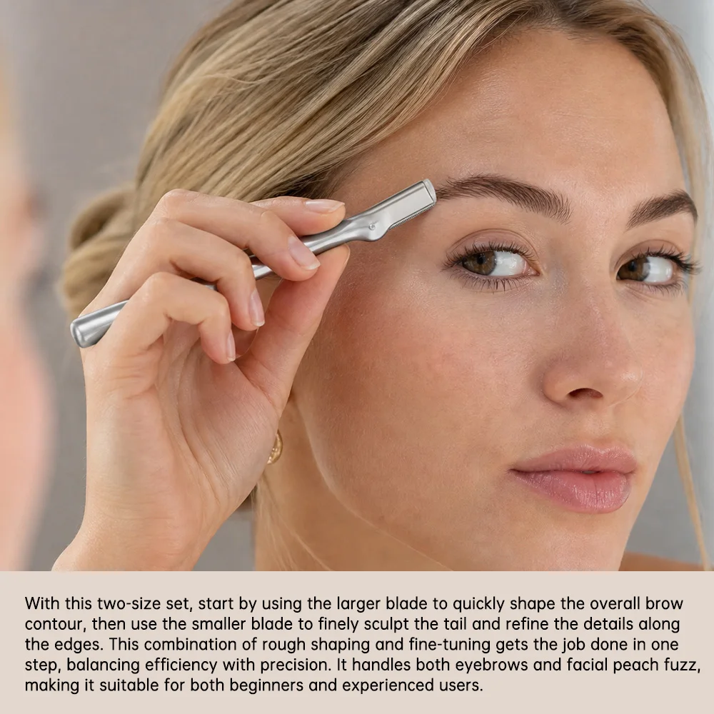 13-Piece Professional Eyebrow Grooming Set, Stainless Steel Eyebrow Razor, Eyebrow Scissors with Comb Teeth, 10 Replacement Blades, Pu Leather Storage Bag, Precision Eyebrow Trimming Tool for Women, Suitable for Home, Travel, and Salon Use