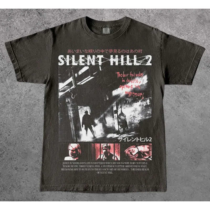 Camiseta Unisex Silent Hill 2 Survival Game, Camiseta de Juego Electrónico de Terror, Nueva de Verano, Apta para Hombres y Mujeres
