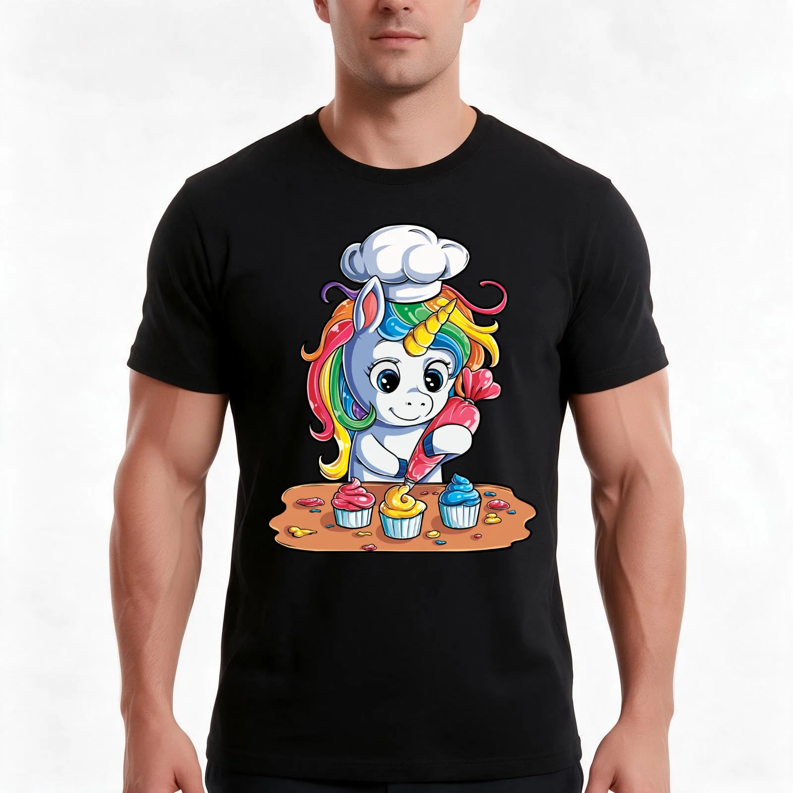 Unicorn Baking Cupcake T Shirt Kids Girls Boys Rainbow Squad Cute Gifts Party Men Women T-Shirt