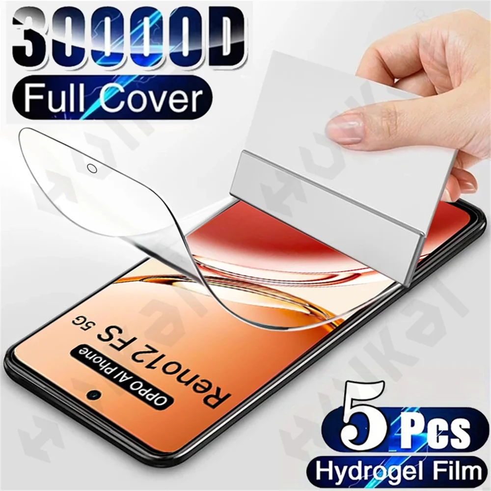 

5 Pcs Hydrogel Film For OPPO Reno 12 Pro 12F 4G 5G Realme 13 Pro Plus Anti-Spy Curved Screen Protector Full Protection Shell