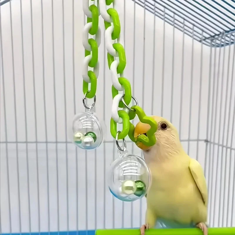 Colorful Transparent Hanging Ball Parrot Chewing Toy, Bird Climbing Plaything for Boredom Relief, Ideal Parrot Cage Accessory